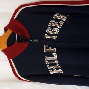 Men's Tommy Hilfiger Full Zip Sweater Navy Sz XL NWT Logo Zip Side Pockets Wool